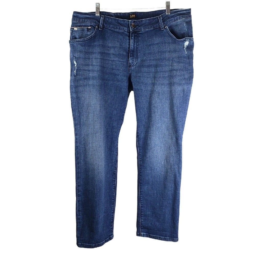 Lee Modern Womens Jeans Size 18W Straight Leg 38x29 Distressed